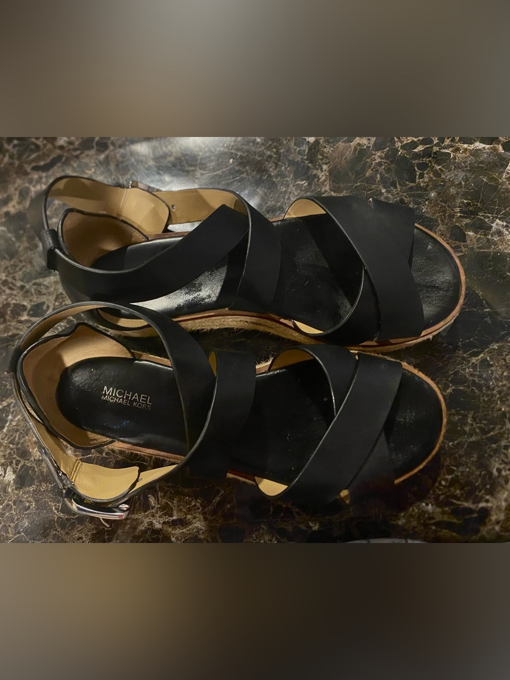 Michael Kors Black Crisscross Platform Sandals